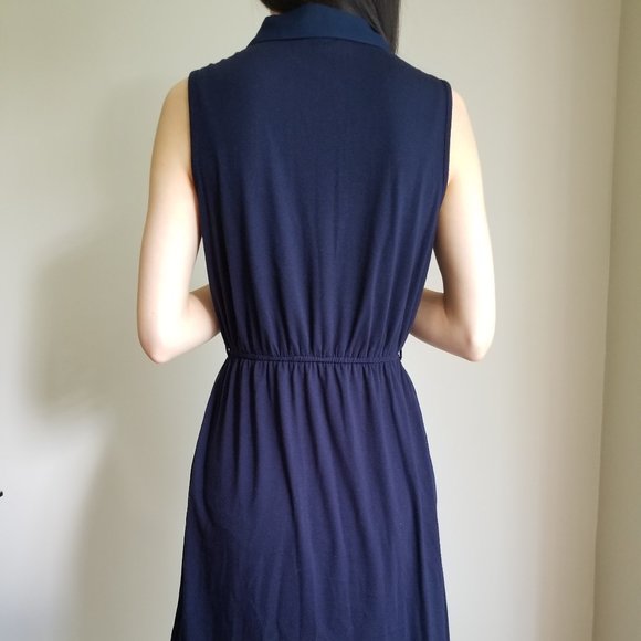 Navy Button Down Summer Dress - Picture 3 of 4